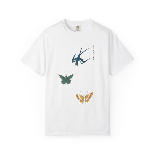 Japanese Butterfly Vibes Unisex Garment-Dyed T-shirt, Casual Wear, Summer Fashion, Eco-Friendly Gift, Nature Lover's Tee