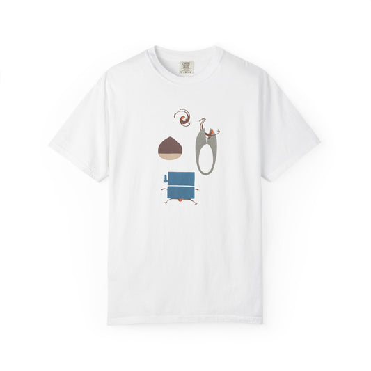 Whimsical Garment-Dyed T-shirt, Unique Graphic Tee, Fun Casual Wear, Gift for Art Lovers, Summer Style, Everyday Comfort