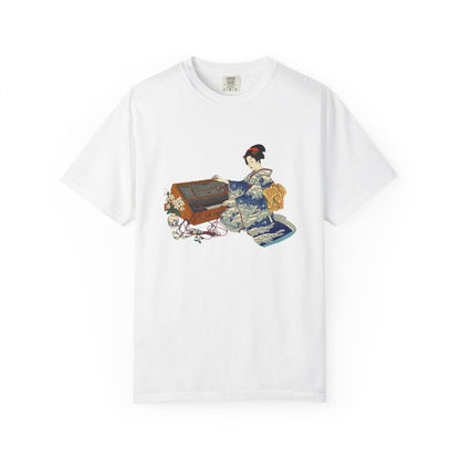 Garment-Dyed T-Shirt with Elegant Japanese Design, Vintage Tee, Unique Gift for Art Lovers, Casual Wear, Unisex Apparel